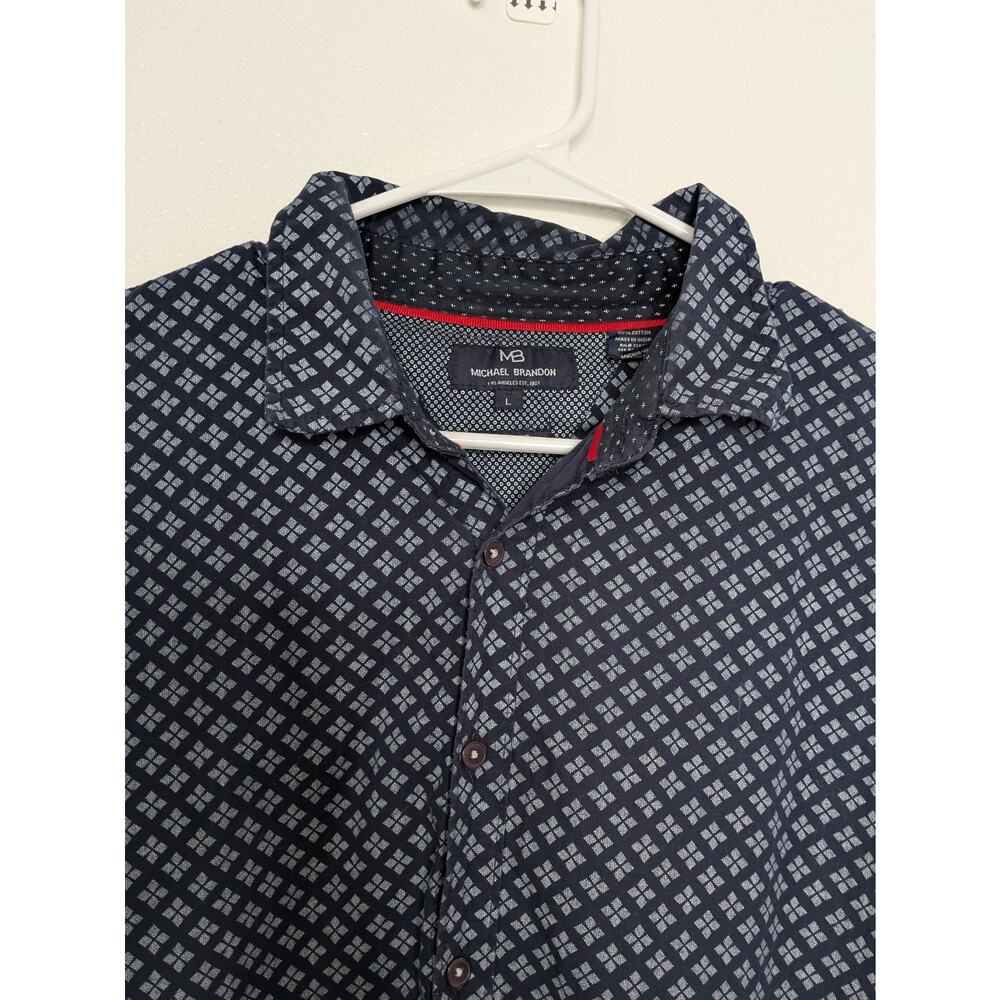 Michael Brandon Shirt Mens Large Slim Fit Button Up Stretch Classiccore Blue Top - Picture 4 of 10